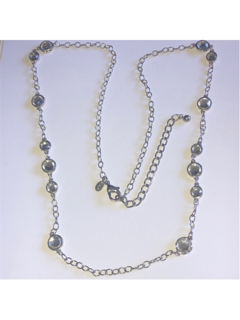 Chico's Silver Tone CZ Rhinestone Boho Necklace